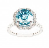 14K WHITE GOLD DIAMOND AND BLU