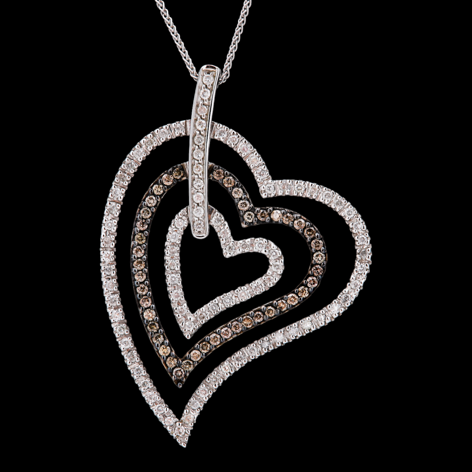 14K White gold diamond heart