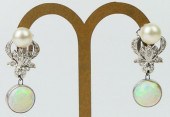 14K WHITE GOLD DIAMOND OPAL PE