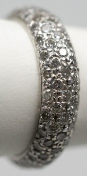 14K WHITE GOLD DIAMOND PAVE RI