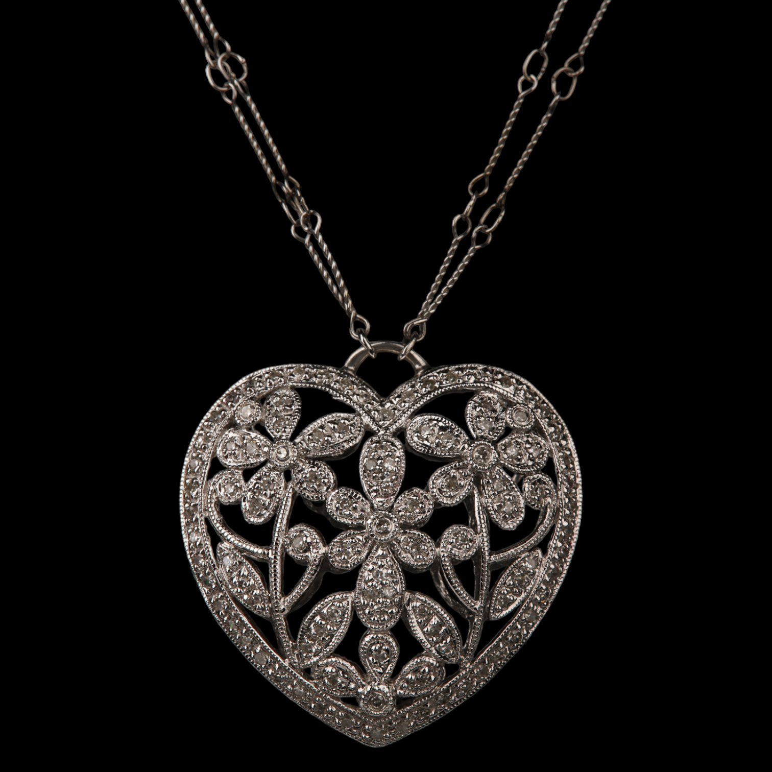14K White Gold Diamond Pave Pendant