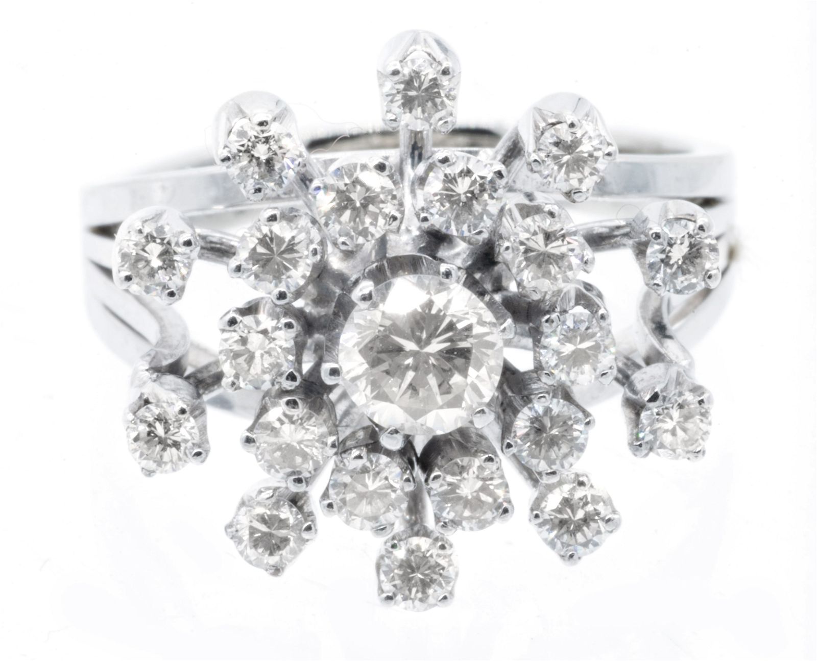 14K WHITE GOLD DIAMOND STARBURST