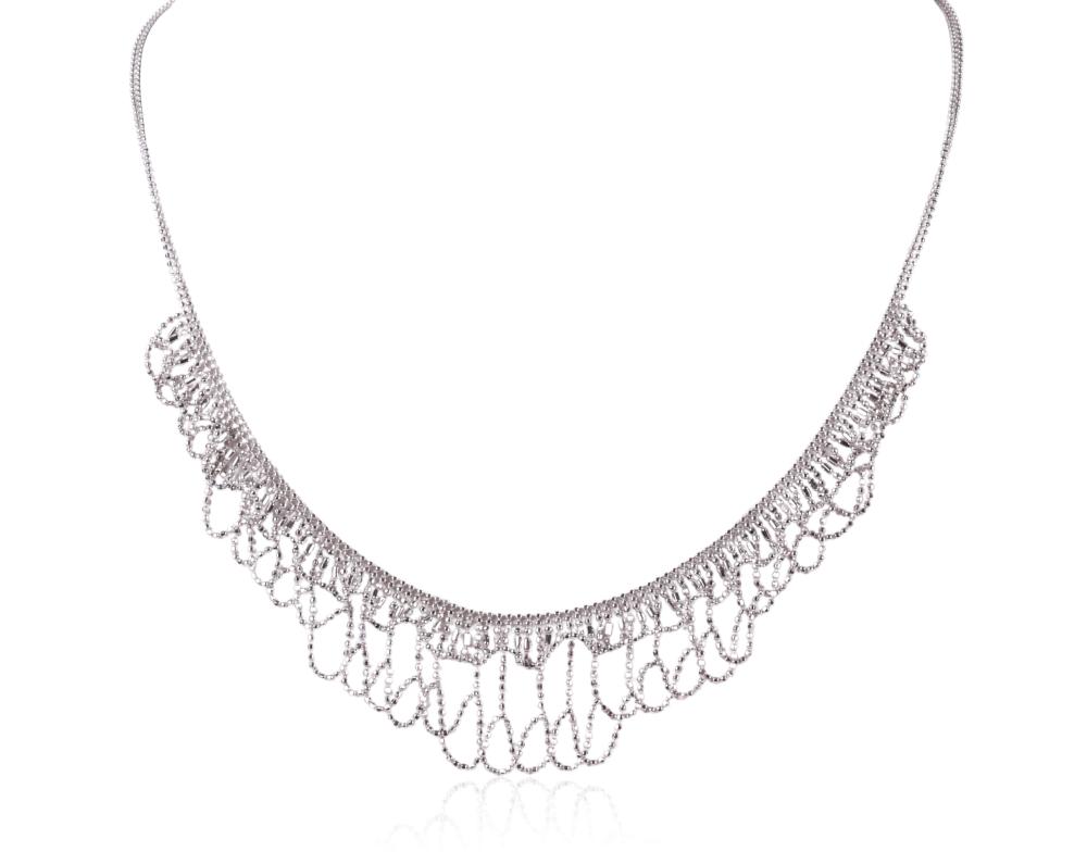 14K WHITE GOLD FRINGE NECKLACE