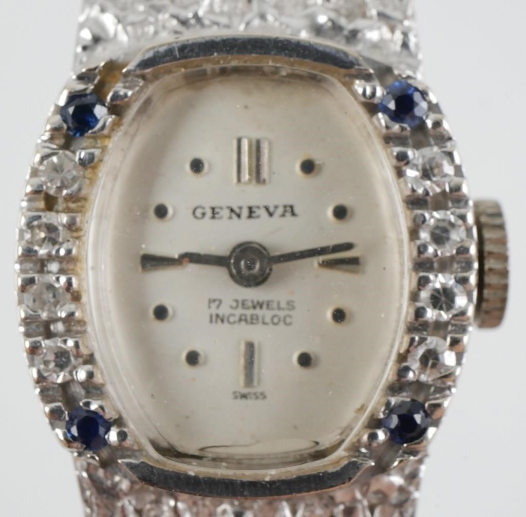 14K WHITE GOLD GENEVA 17J DIAMOND