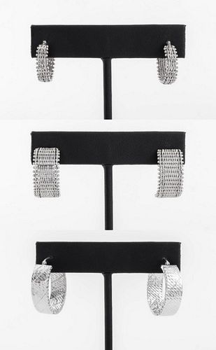 14K WHITE GOLD MESH EARRINGS