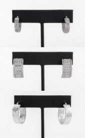14K WHITE GOLD MESH EARRINGS S