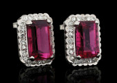 14K WHITE GOLD RUBELLITE AND D