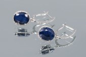 14K WHITE GOLD, SAPPHIRE, AND