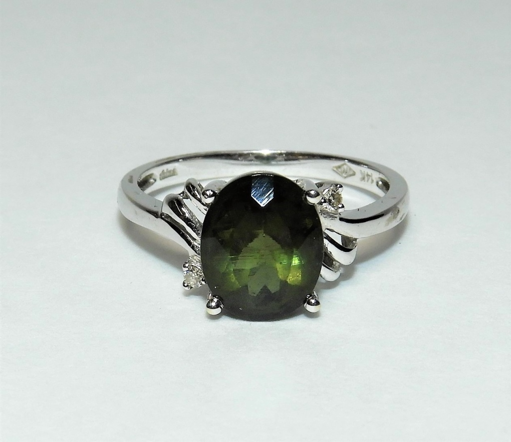 14K WHITE GOLD & SIMULATED