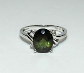 14K WHITE GOLD & SIMULATED EME