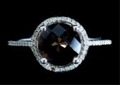 14K WHITE GOLD SMOKEY TOPAZ &