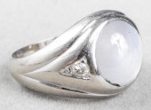 14K WHITE GOLD, STAR SAPPHIRE