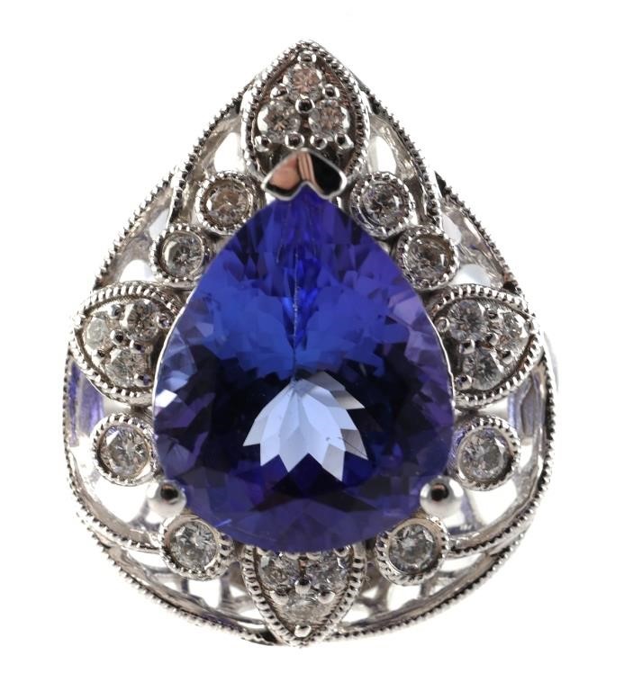 14K WHITE GOLD & TANZANITE