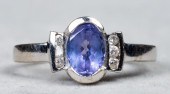 14K WHITE GOLD TANZANITE & DIA