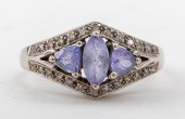 14K WHITE GOLD TANZANITE & DIA