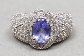 14K WHITE GOLD TANZANITE & DIA