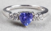 14K WHITE GOLD TANZANITE & DIA