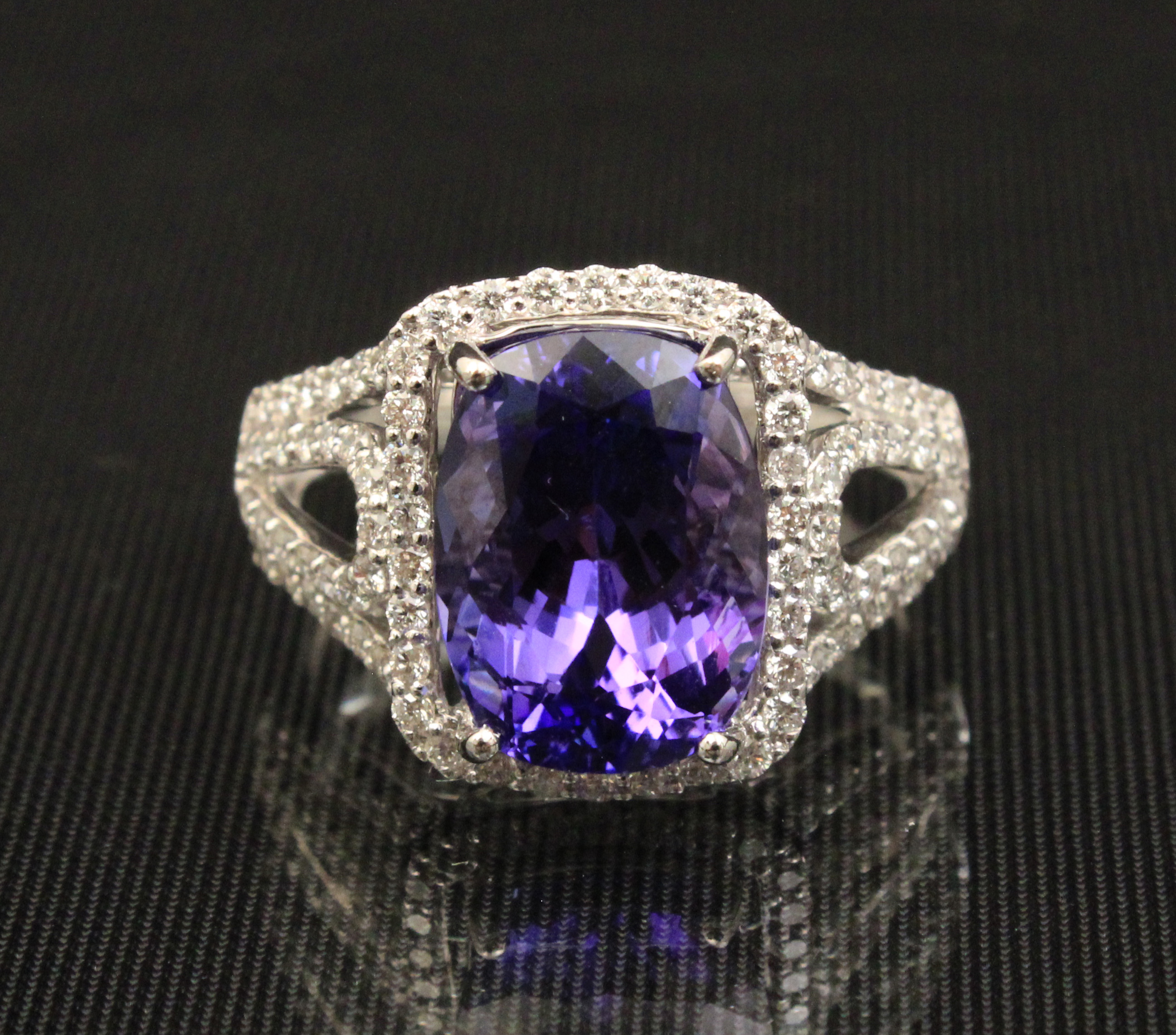 14K WHITE GOLD TANZANITE AND