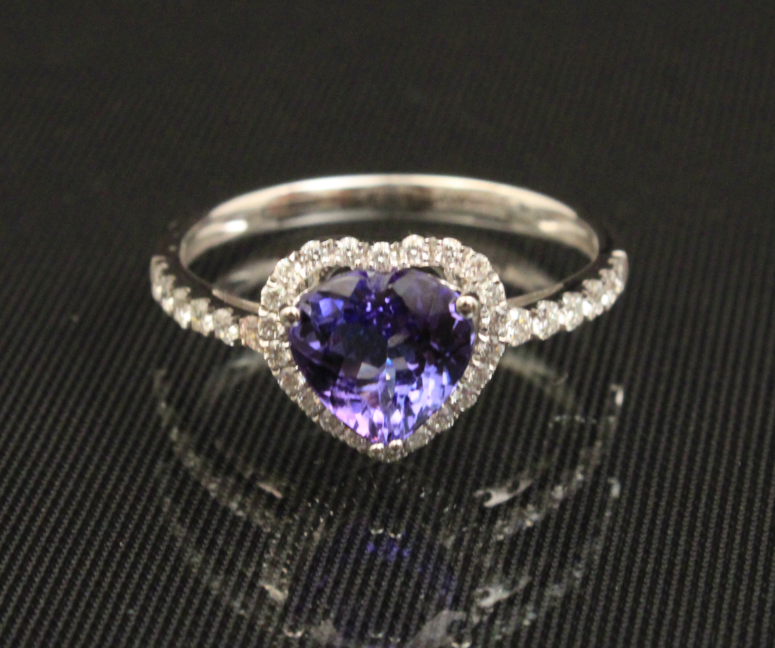 14K WHITE GOLD TANZANITE AND