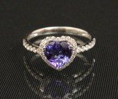 14K WHITE GOLD TANZANITE AND D