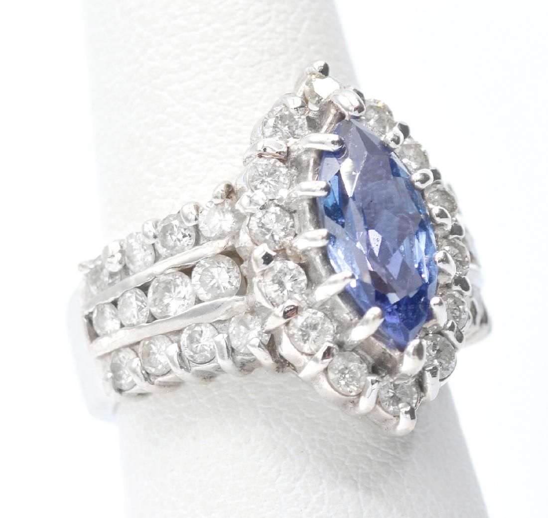 14K WHITE GOLD TANZANITE AND