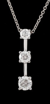 14K WHITE GOLD THREE DIAMOND D
