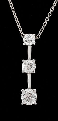 14K WHITE GOLD THREE DIAMOND DROP