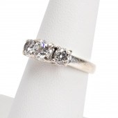 14K WHITE GOLD THREE STONE 1.2