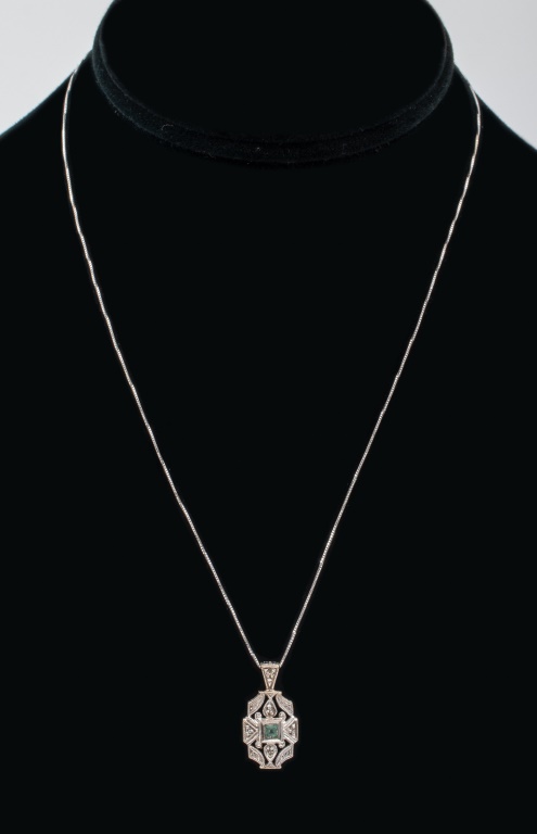 14K WHITE GOLD TOPAZ & DIAMOND