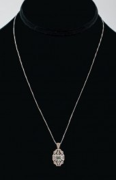 14K WHITE GOLD TOPAZ & DIAMOND