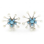 14K WHITE GOLD, TURQUOISE AND