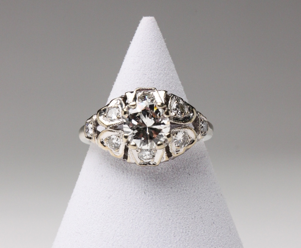 14K WHITE GOLD VINTAGE DIAMOND