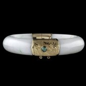 14k White Jadeite Jade Hinged