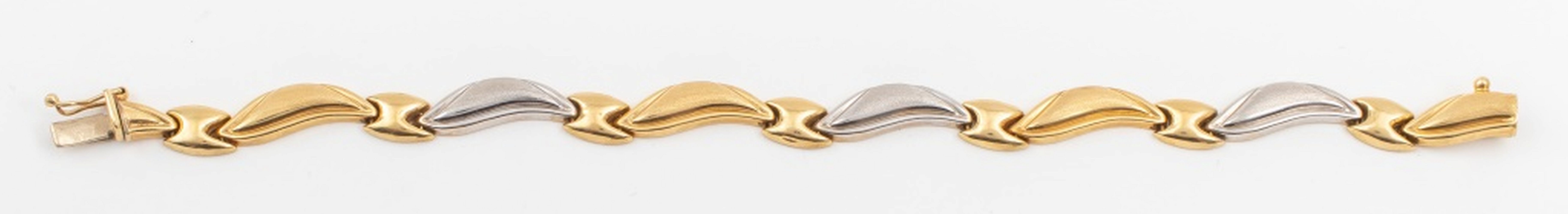 14K WHITE & YELLOW GOLD CURVED LINK