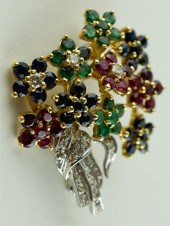14K WHITE/YELLOW GOLD, EMERALD