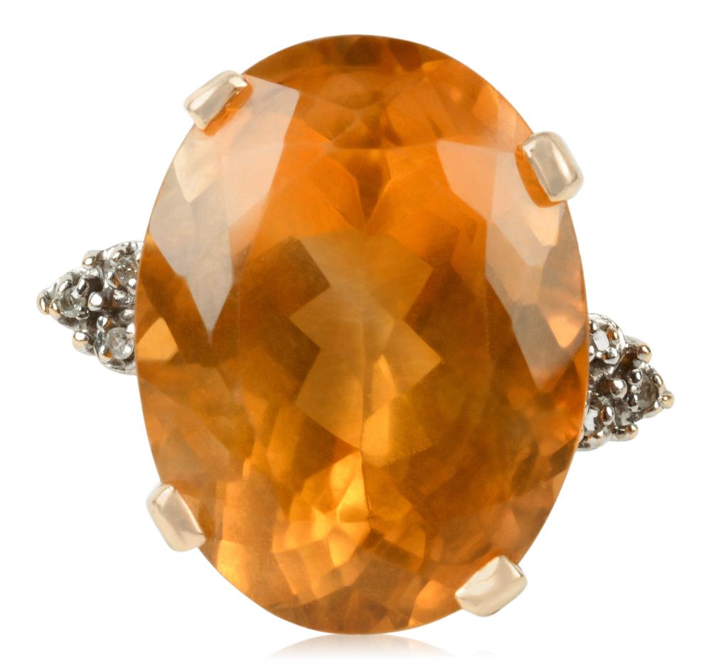 14K YELLOW GOLD 15 CARAT CITRINE