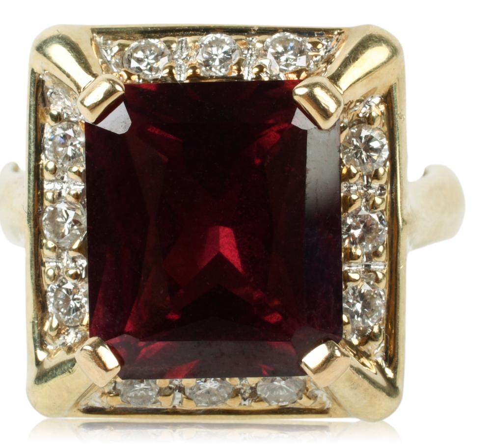 14K YELLOW GOLD 6 CARAT RHODOLITE