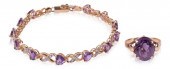 14K YELLOW GOLD AMETHYST AND D