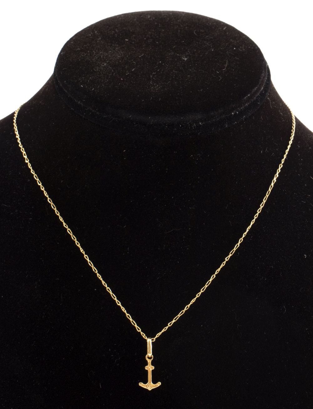 14K YELLOW GOLD ANCHOR PENDANT ON