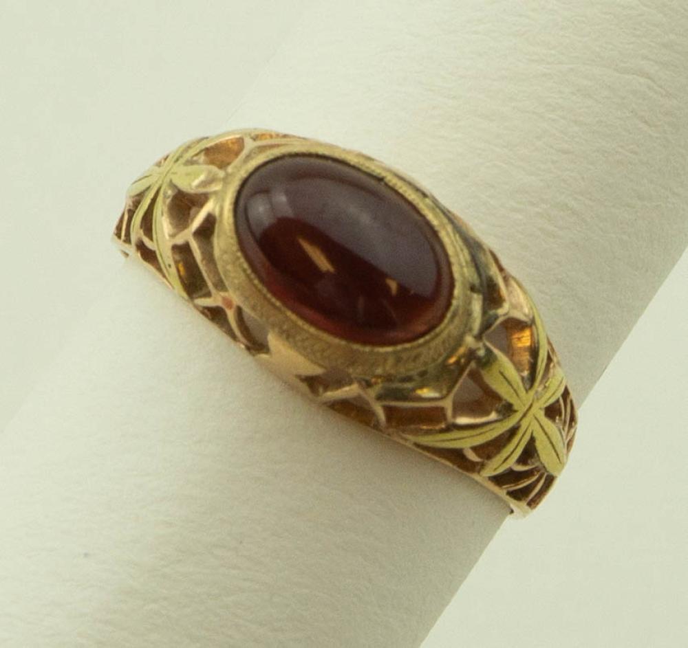 14K YELLOW GOLD AND ALMANDINE