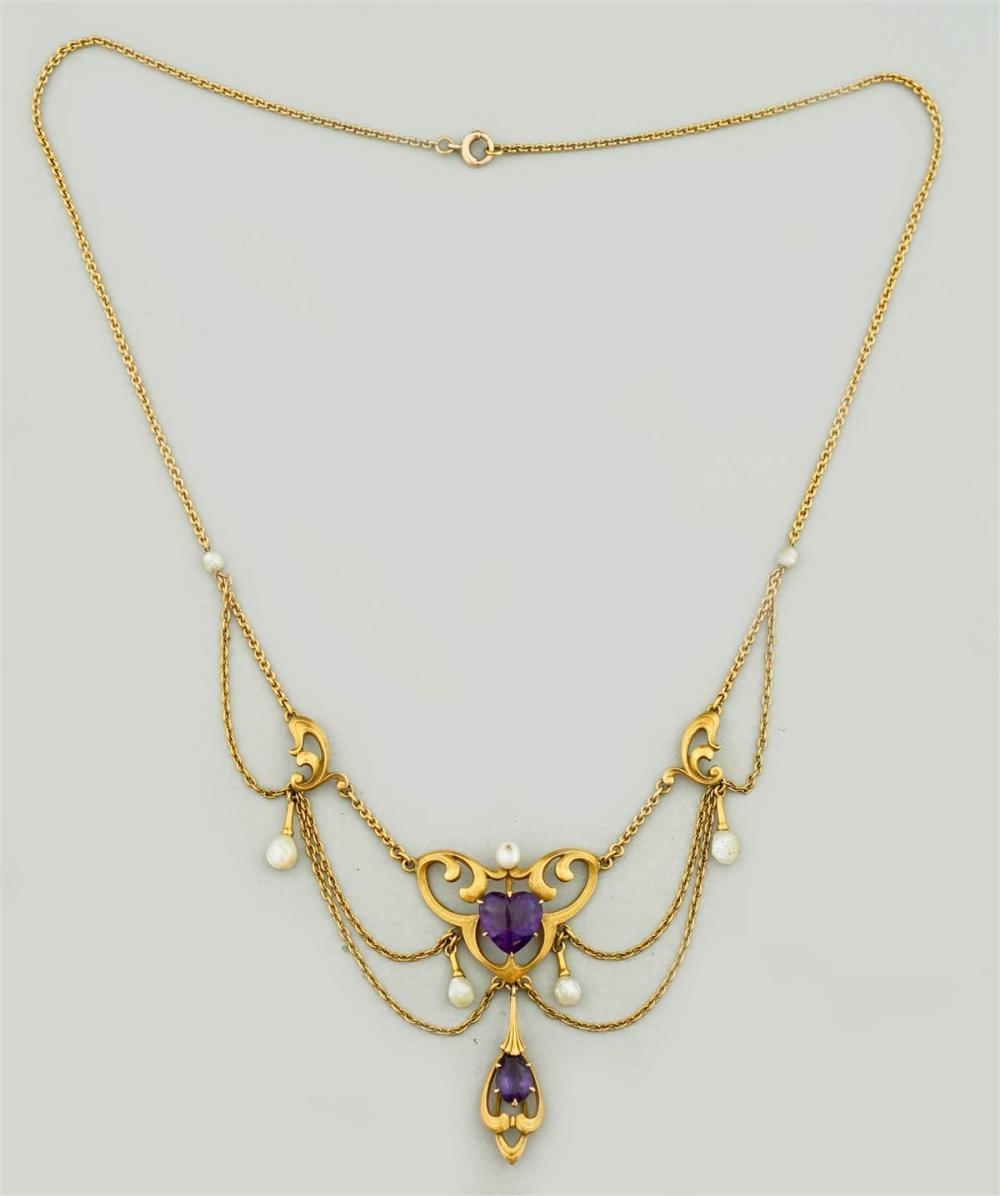 14K YELLOW GOLD AND AMETHYST ART