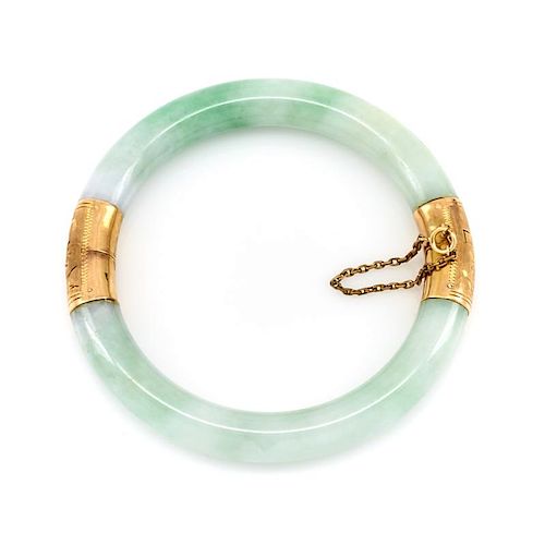14K YELLOW GOLD AND APPLE JADE