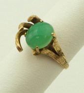 14K YELLOW GOLD AND CHRYSOPRAS