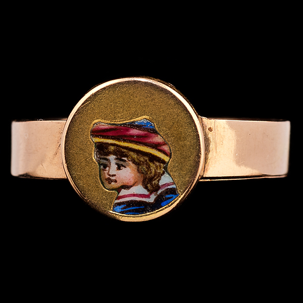 14K Yellow Gold and Copper Enameled