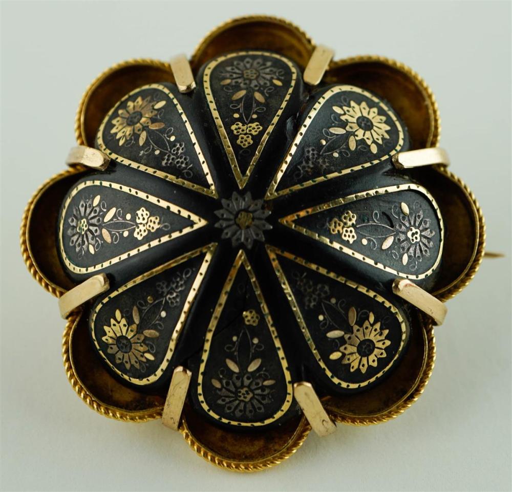 14K YELLOW GOLD AND ENAMEL MOURNING