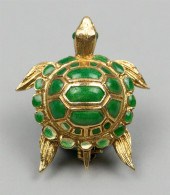 14K YELLOW GOLD AND ENAMEL TUR