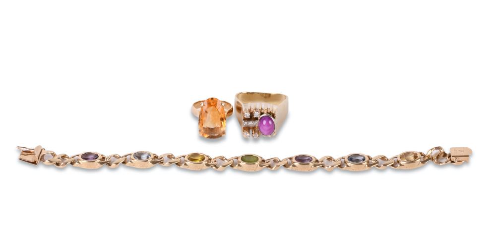 14K YELLOW GOLD AND GEMSTONE