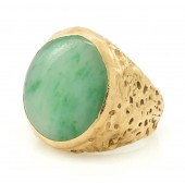 14K YELLOW GOLD AND JADE NUGGE