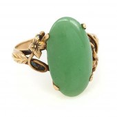14K YELLOW GOLD AND JADE RING
