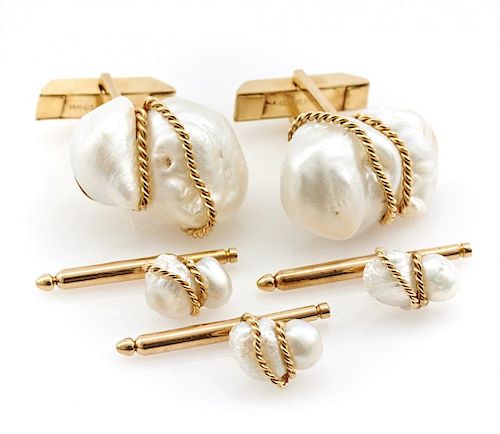 14K YELLOW GOLD AND NATURAL PEARL